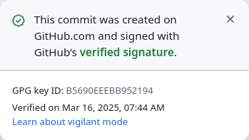 Image showing a valid GPG signature